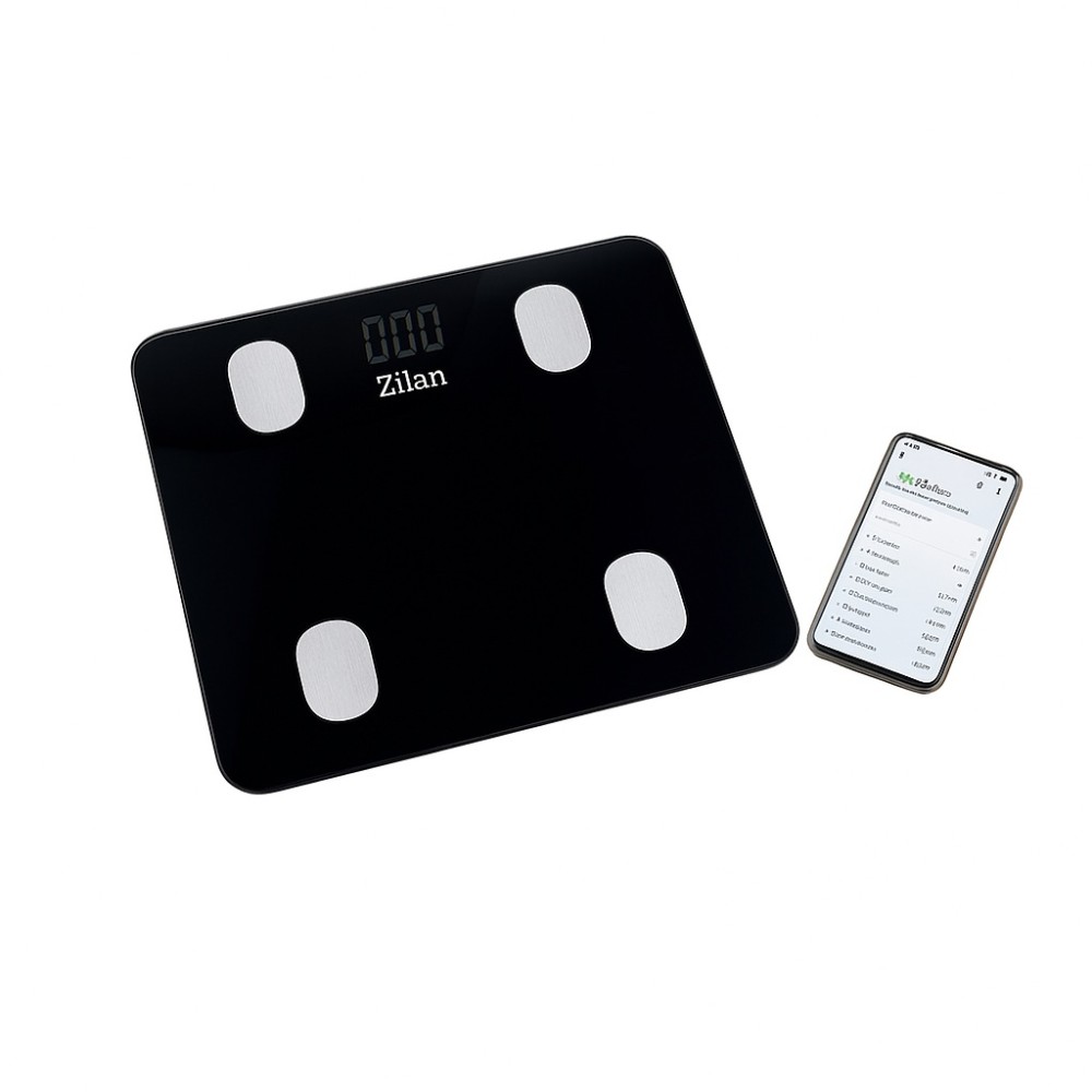 Cântar corporal Zilan  ZLN8980 – sticlă securizată, 3–180 kg, aplicație OKOK, display LED