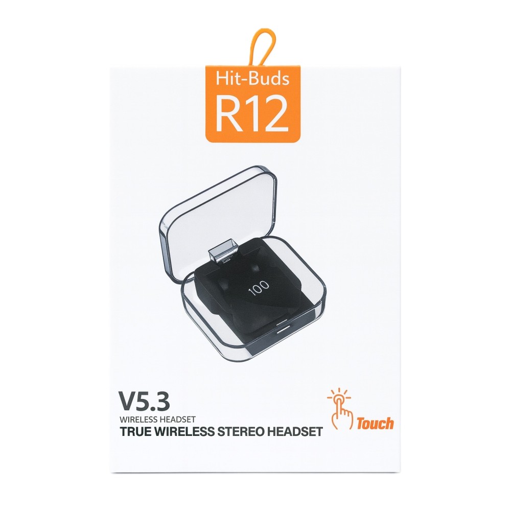 Căști wireless Hit-Buds R12, Bluetooth 5.3, True Wireless, design sport, negru 