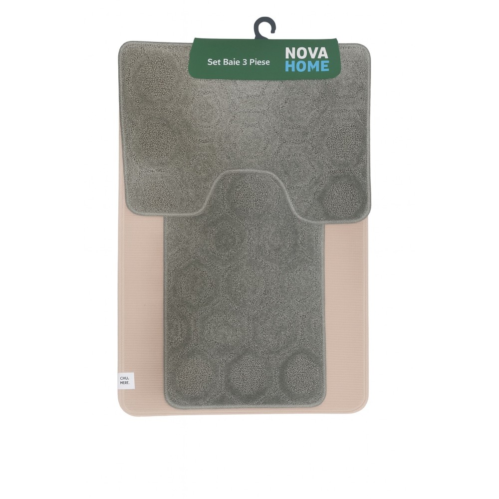 Set 3 piese covorașe baie Nova Home – Gri