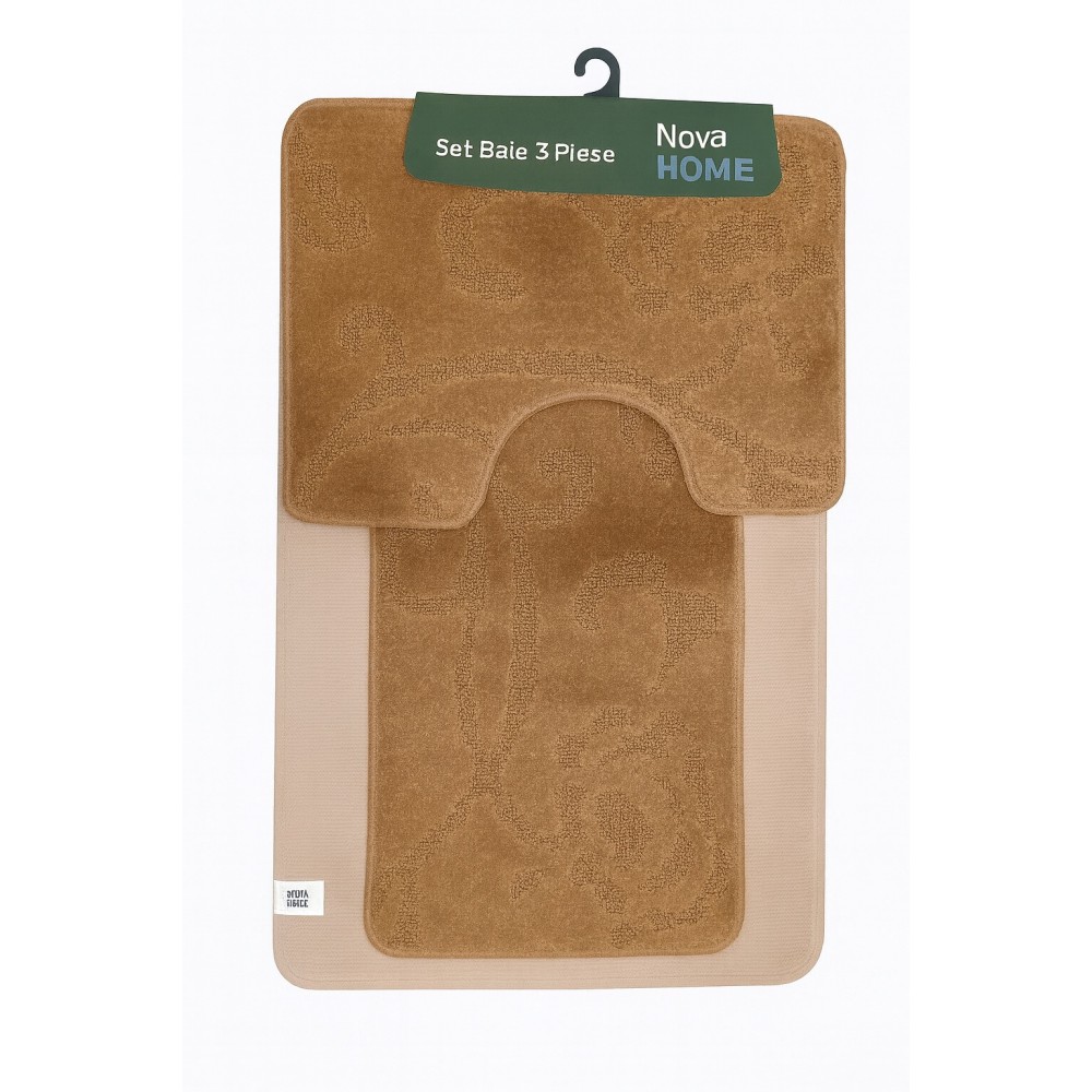 Set 3 piese covorașe baie Nova Home – Maron