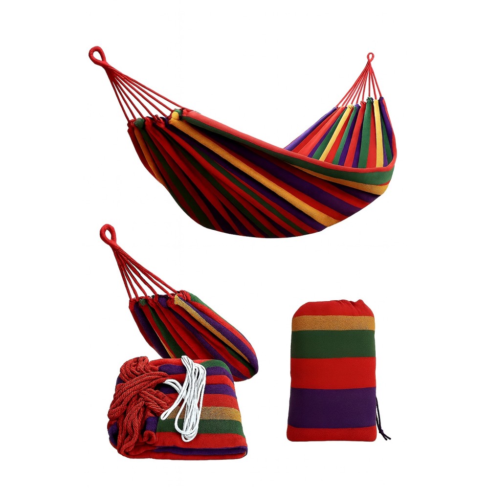 Hamac textil pentru relaxare – ideal pentru grădină, terasă sau camping