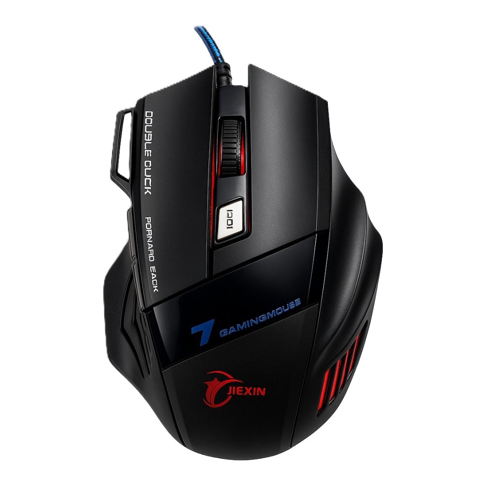 Mouse gaming 7D, ergonomic, iluminare LED, cablu împletit