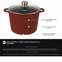 Oală cu capac Heinner Calabria, aluminiu, 8.2 L