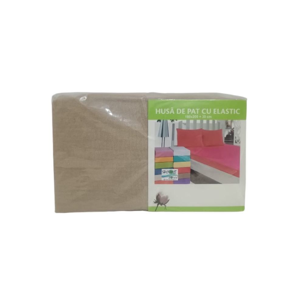 Husă de pat cu elastic 180x200+30 cm – Maron