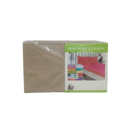 Husă de pat cu elastic 180x200+30 cm – Maron