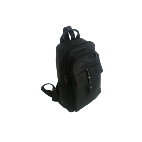 Rucsac damă negru cu 3 buzunare, piele ecologică