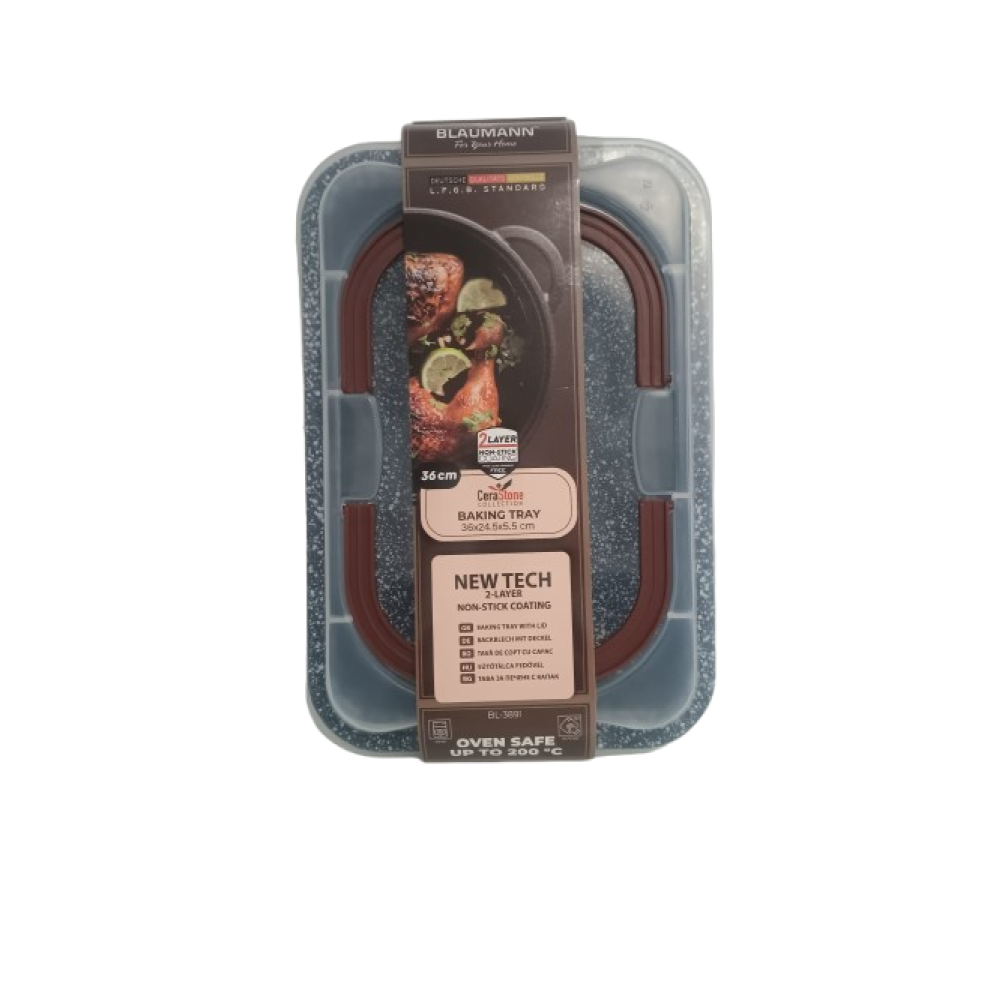Tavă cuptor Blaumann Cerastone cu capac din plastic 36.5cm