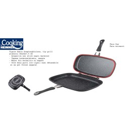 Tigaie grill dublă dreptunghiulară DarkLine, 36x24x7.5 cm – Cooking by Heinner