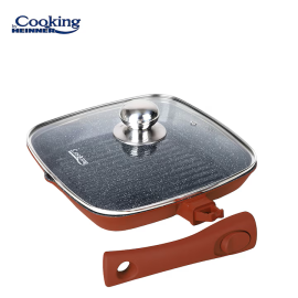 Tigaie grill cu capac și mâner detașabil – Cooking by Heinner Calabria, 28x4 cm