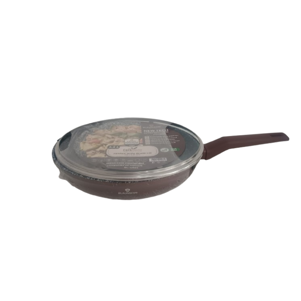 Tigaie ceramică Blaumann , 28 x 5.8 cm, 3.2 L, cu capac din sticlă